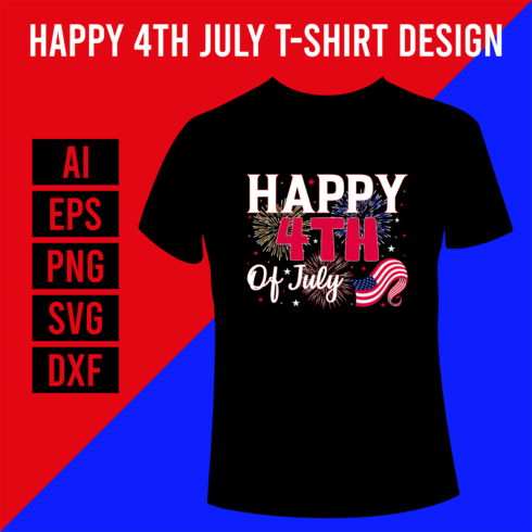 Happy 4th Of July T-Shirt Design cover image.