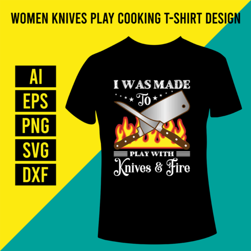 Women Knives Play Cooking T-Shirt Design cover image.