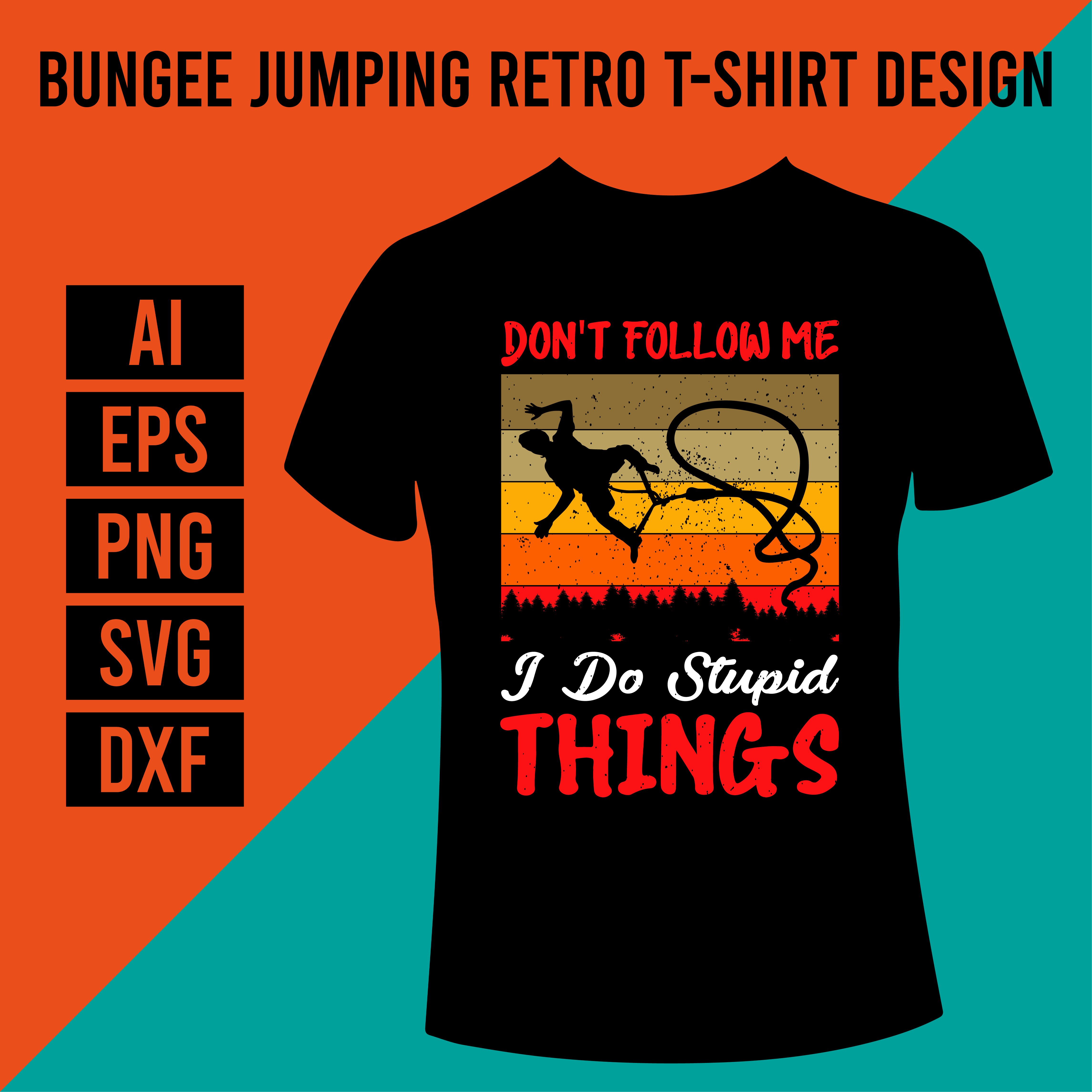 Bungee Jumping Retro T-Shirt Design cover image.