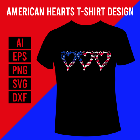 American Hearts T-Shirt Design cover image.