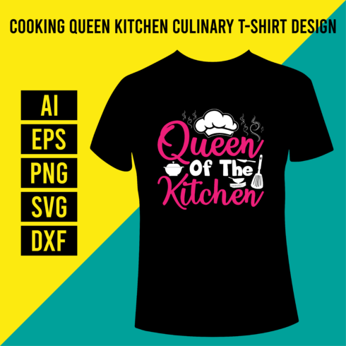 Cooking Queen Kitchen Culinary T-Shirt Design cover image.