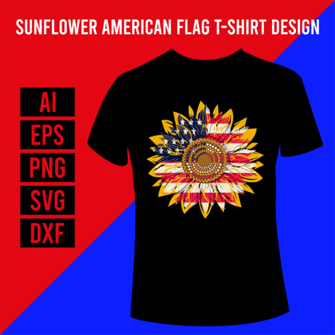 Sunflower American Flag T-Shirt Design cover image.