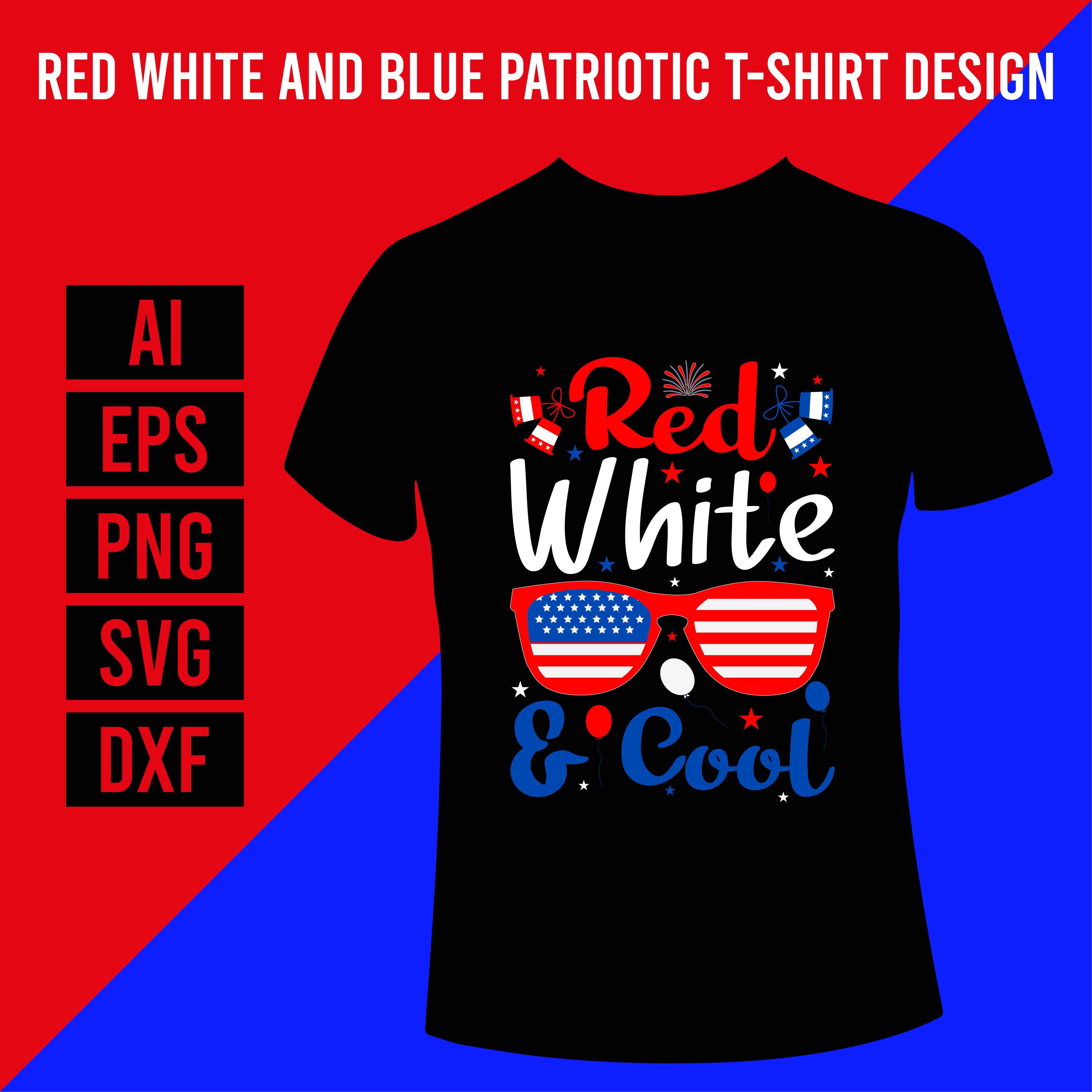 Red White and Blue Patriotic T-Shirt Design cover image.