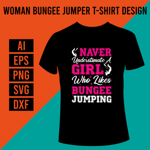 Woman Bungee Jumper T-Shirt Design cover image.