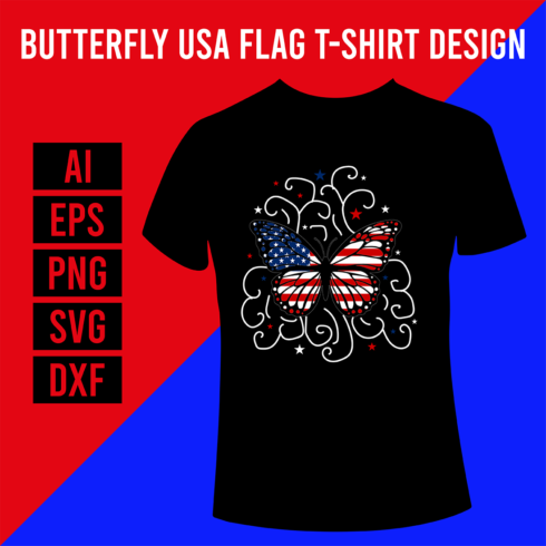 Butterfly USA Flag T-Shirt Design cover image.