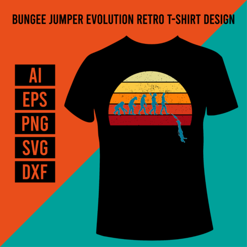Bungee Jumper Evolution Retro T-Shirt Design cover image.