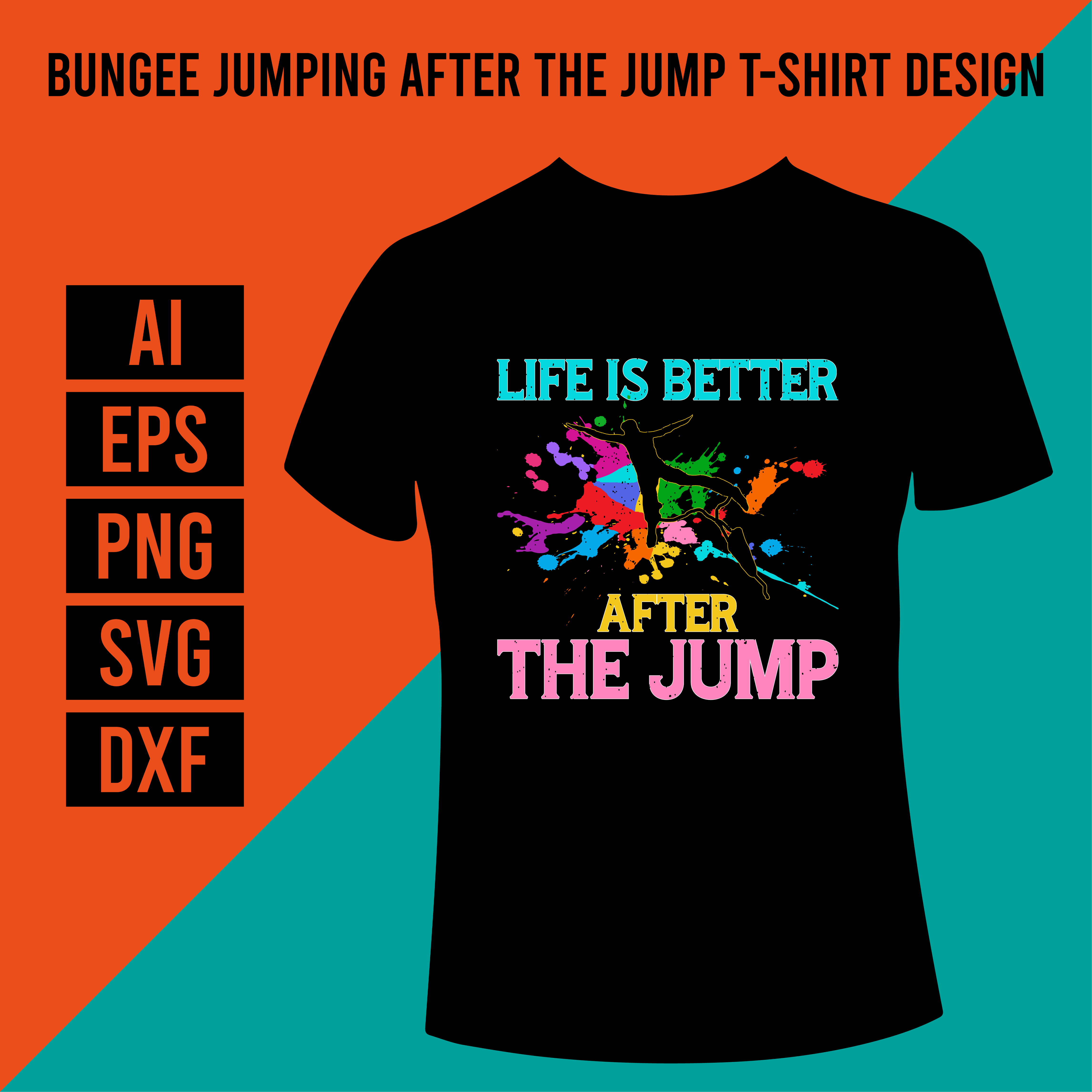 Bungee Jumping After The Jump T-Shirt Design cover image.