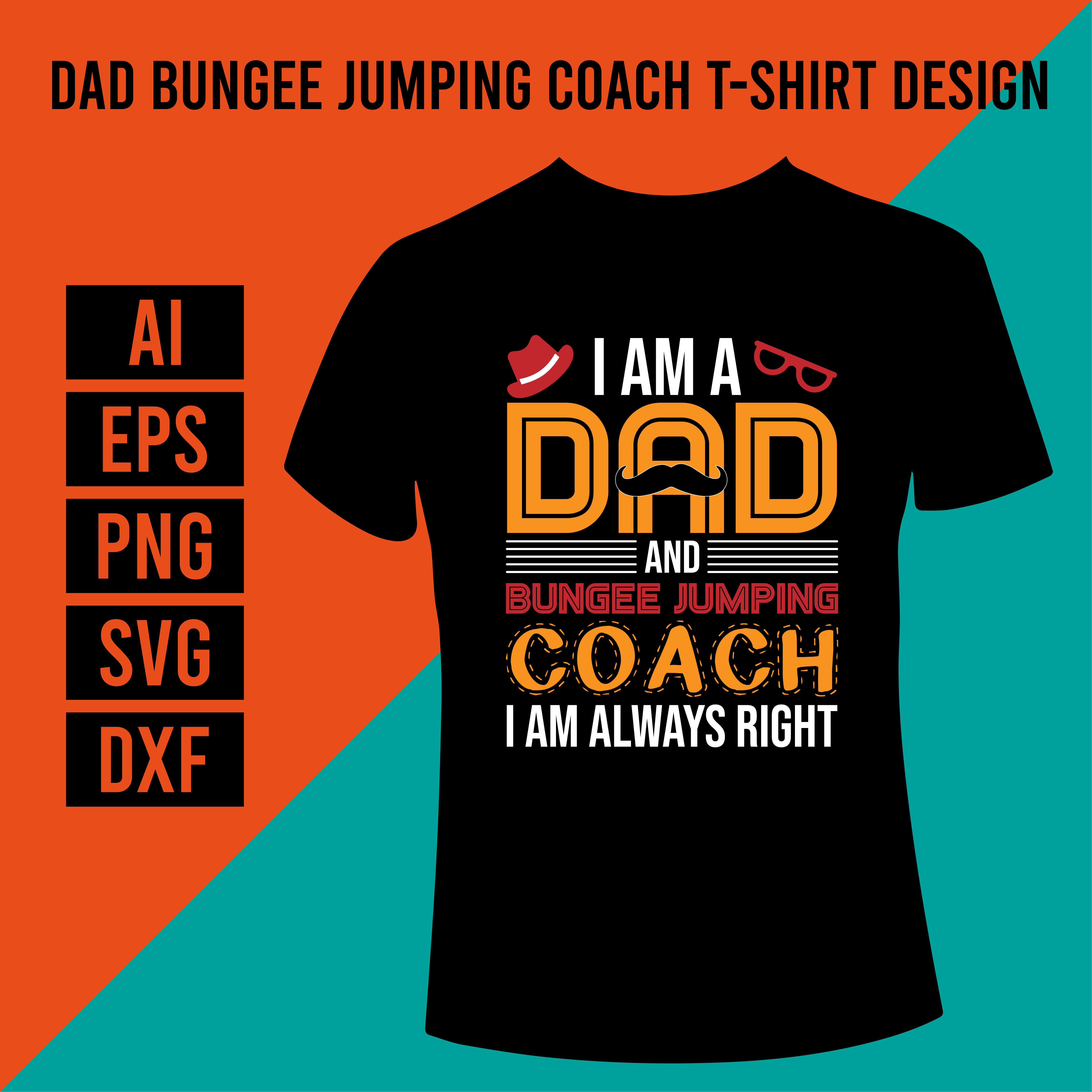 Dad Bungee Jumping Coach T-Shirt Design cover image.