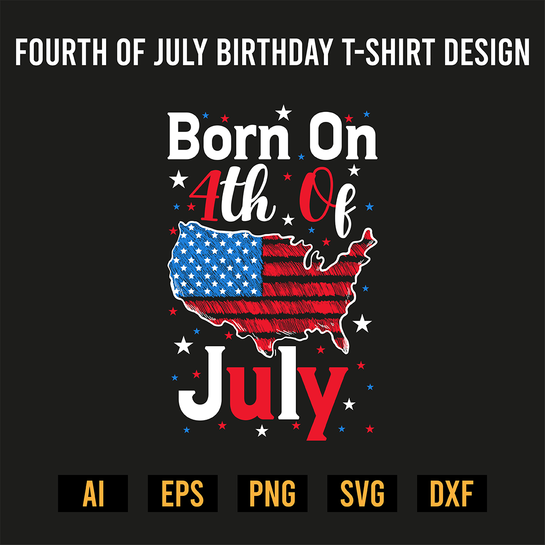 Fourth of July Birthday T-Shirt Design preview image.