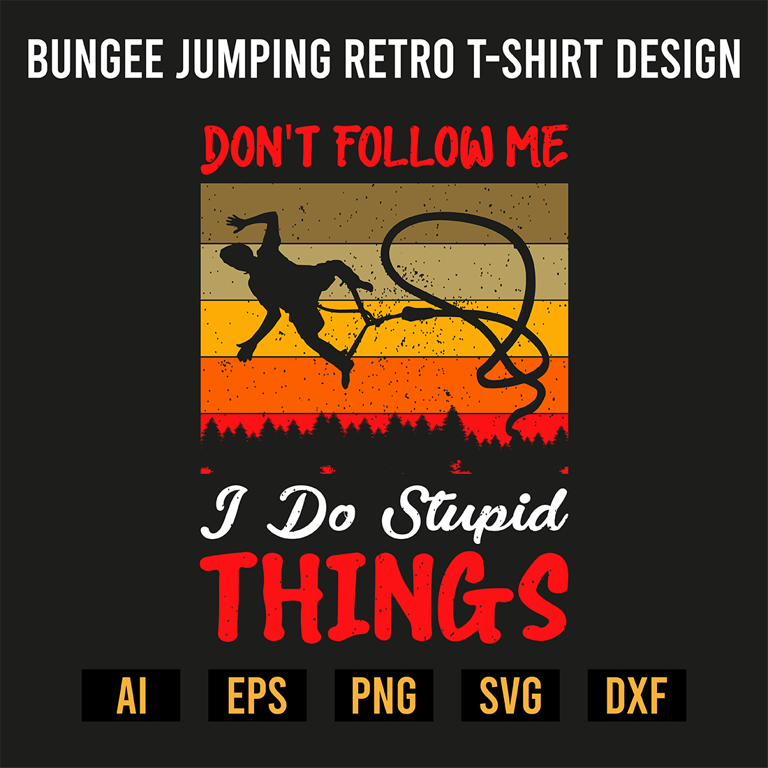 Bungee Jumping Retro T-Shirt Design preview image.