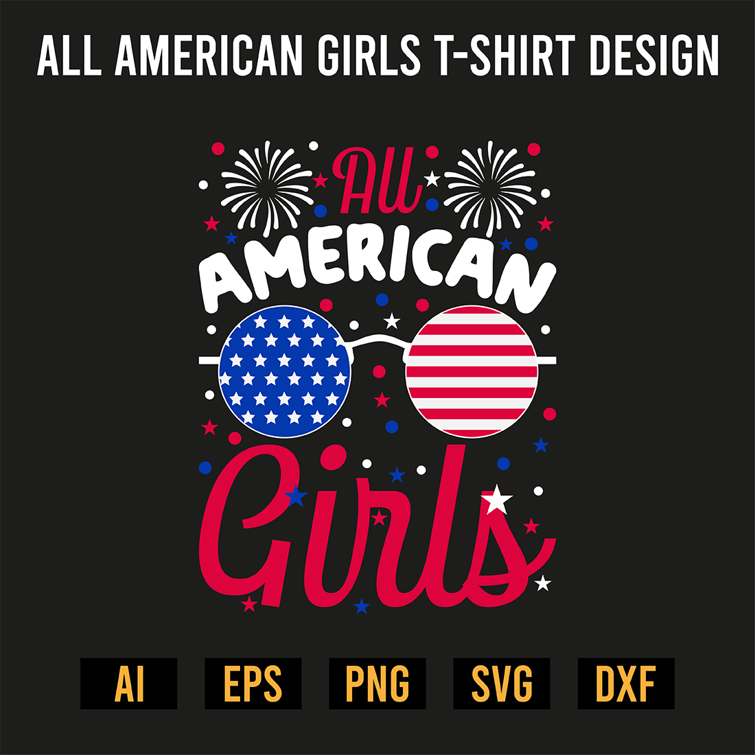 All American Girls T-Shirt Design preview image.