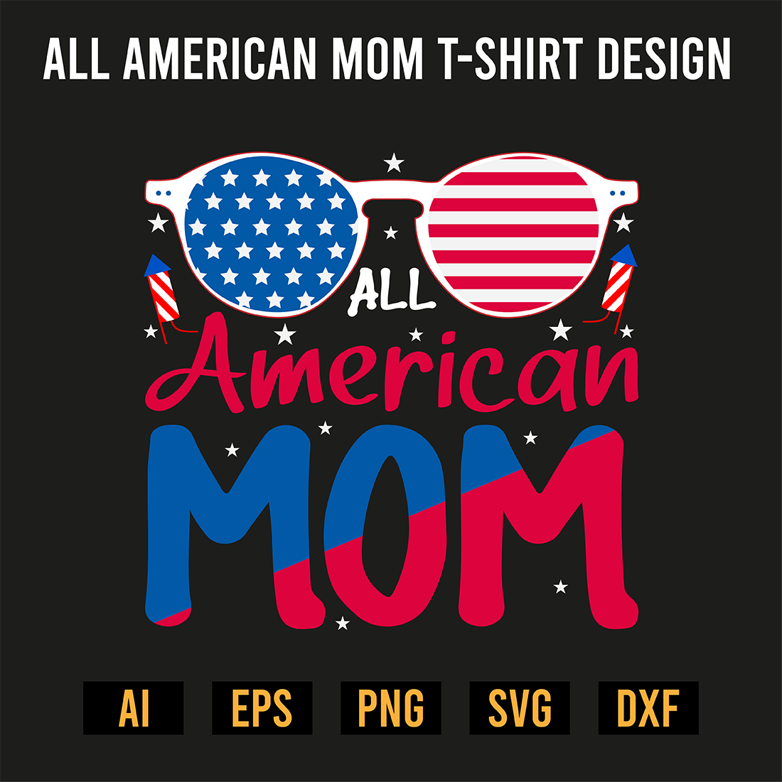 All American Mom T-Shirt Design preview image.