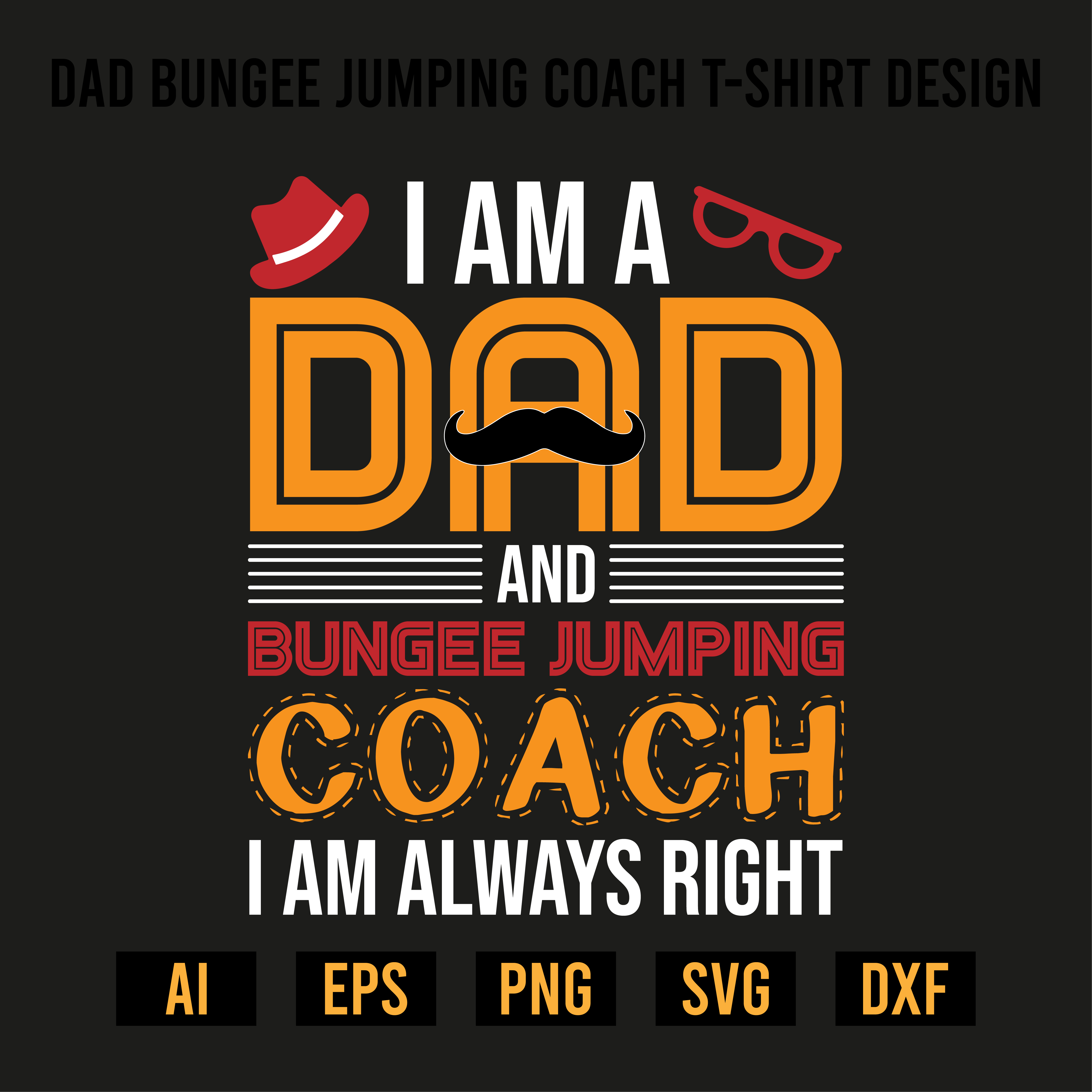Dad Bungee Jumping Coach T-Shirt Design preview image.