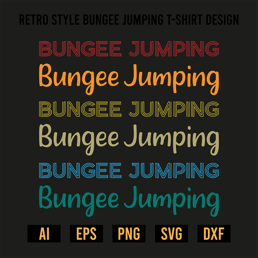Retro Style Bungee Jumping T-Shirt Design preview image.
