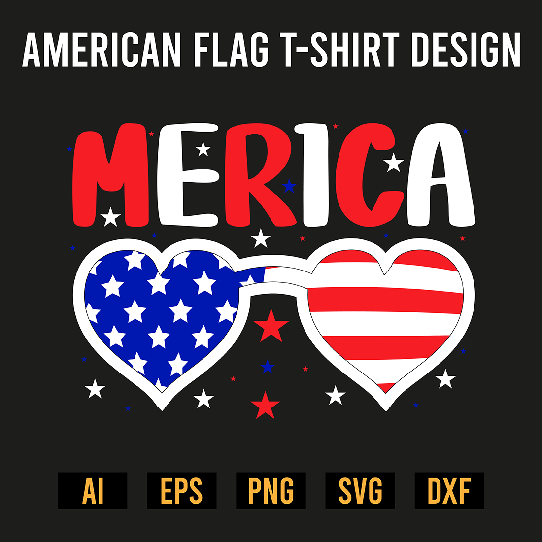 American Flag T-Shirt Design preview image.