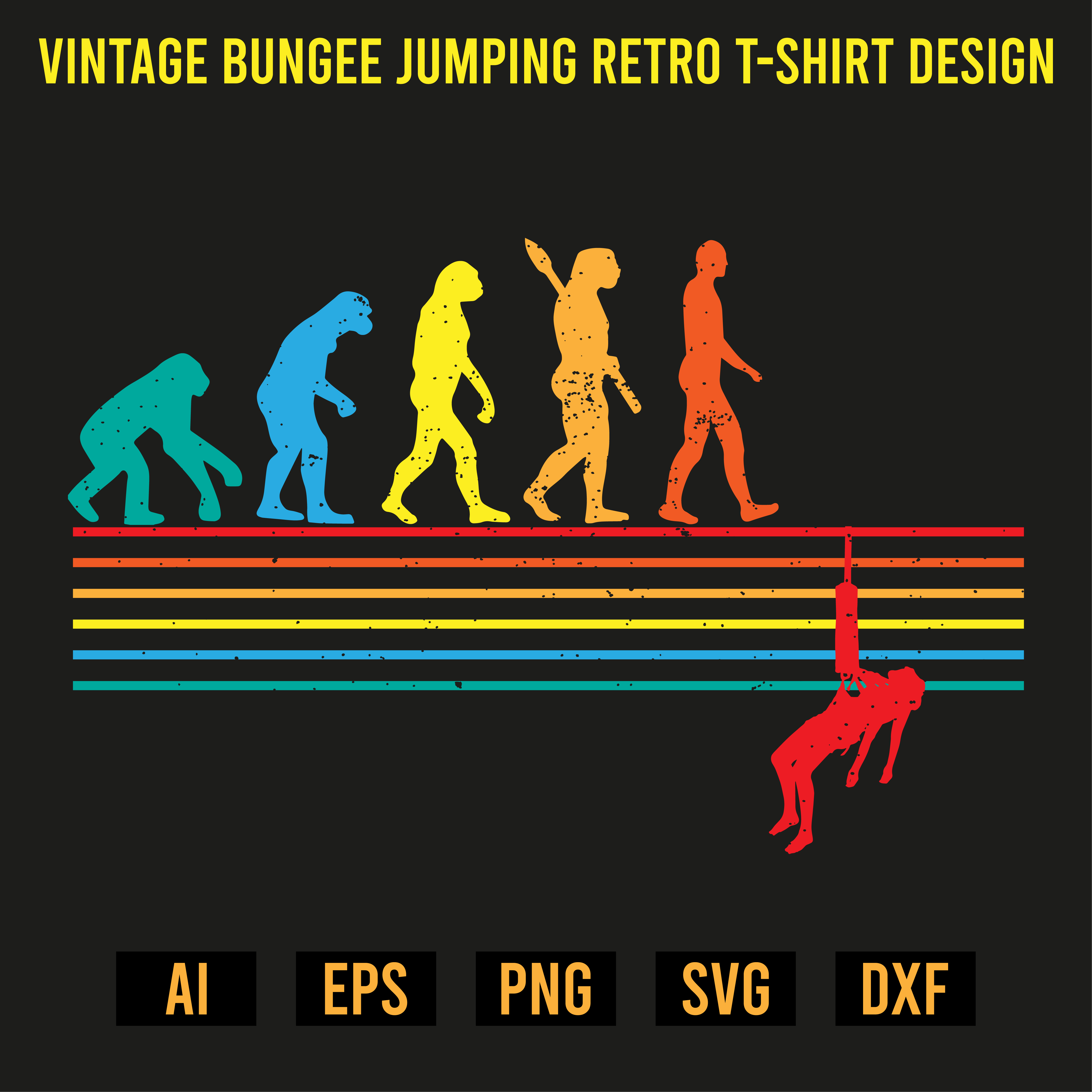 Vintage Bungee Jumping Retro T-Shirt Design preview image.