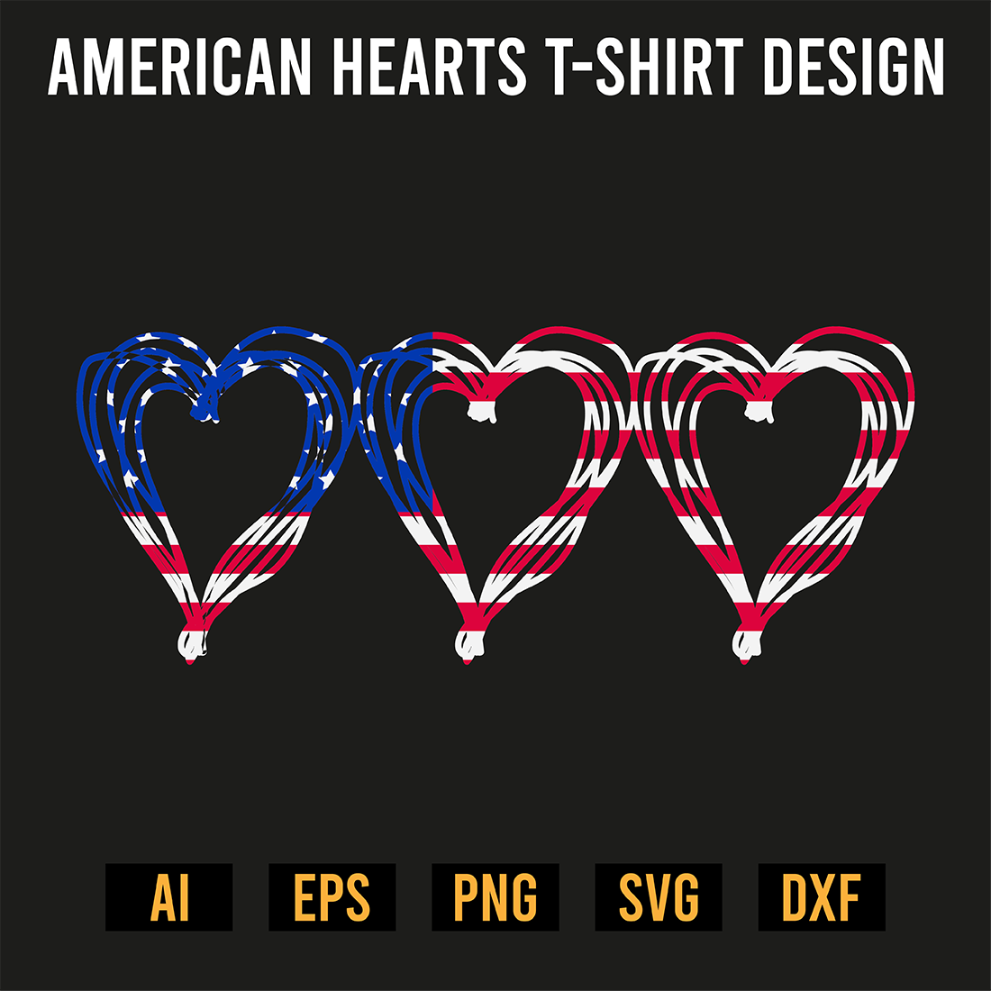 American Hearts T-Shirt Design preview image.