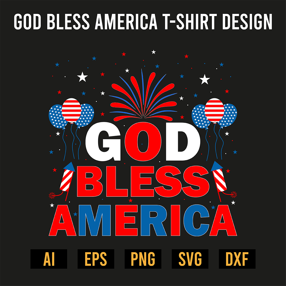 God Bless America T-Shirt Design preview image.