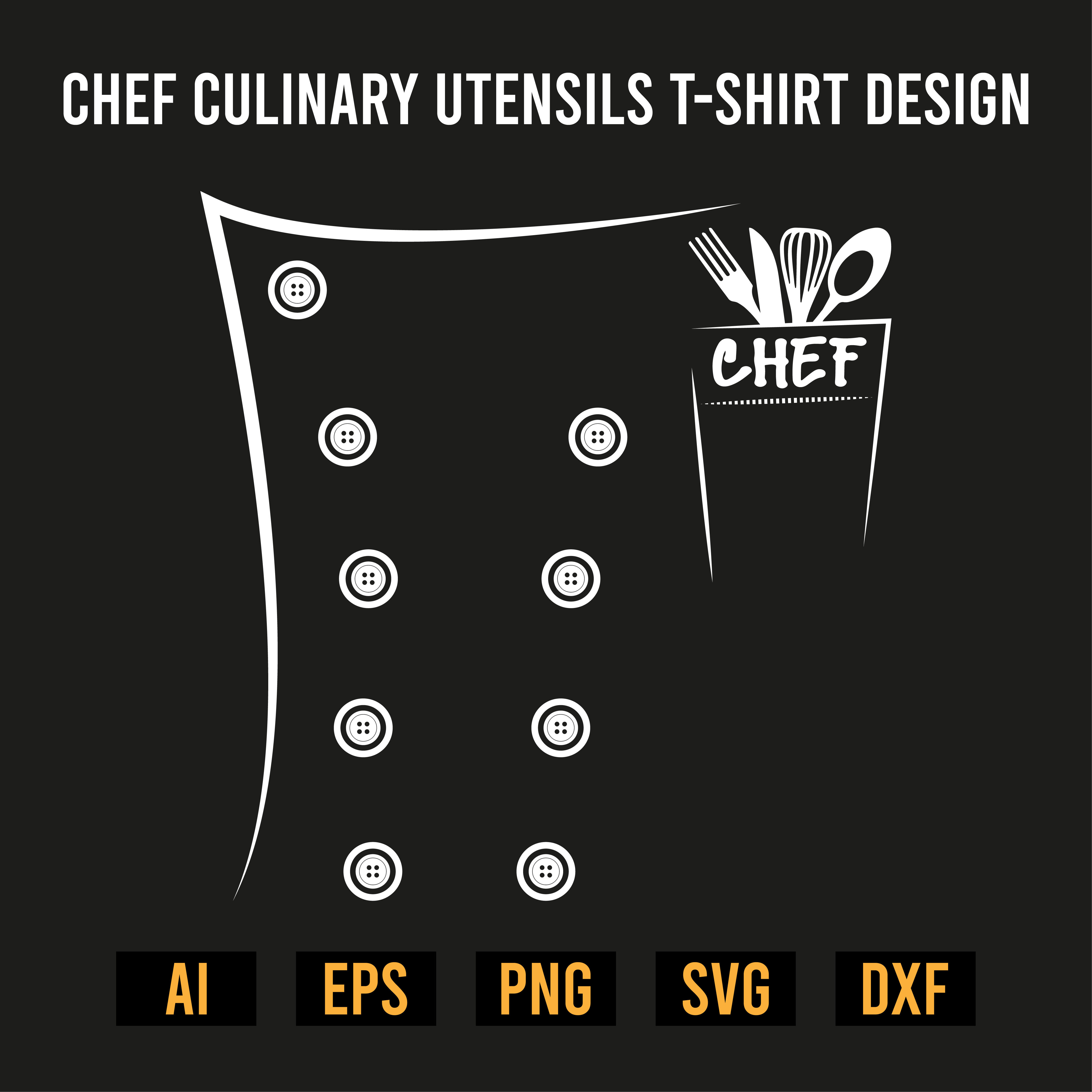 Chef Culinary Utensils T-Shirt Design preview image.