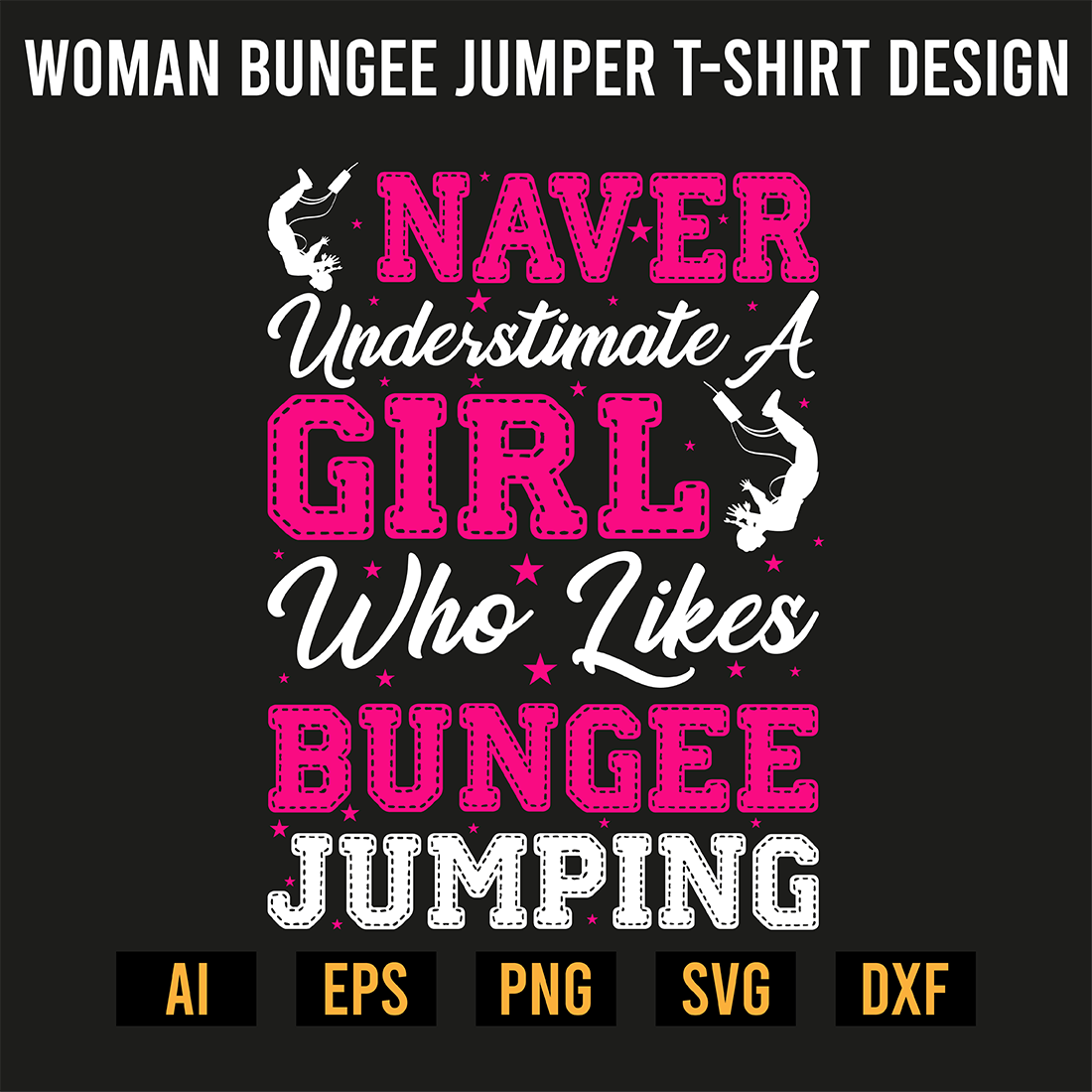 Woman Bungee Jumper T-Shirt Design preview image.