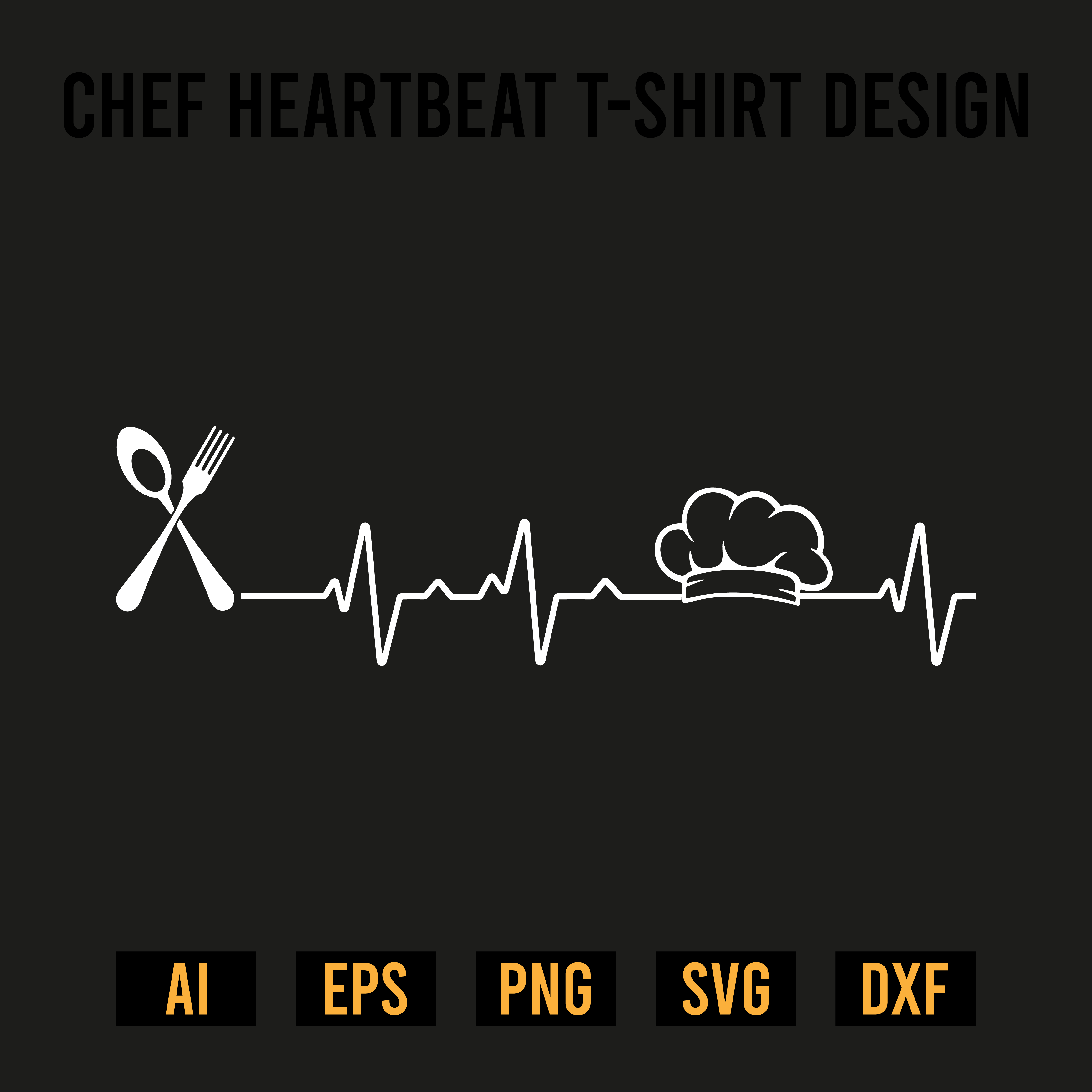 Chef Heartbeat T-Shirt Design preview image.