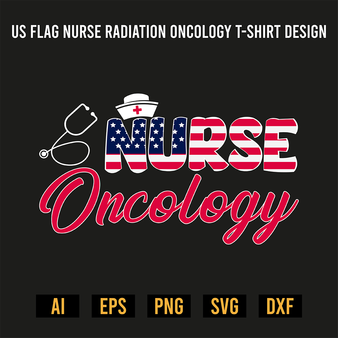 Us Flag Nurse Radiation Oncology T-Shirt Design preview image.