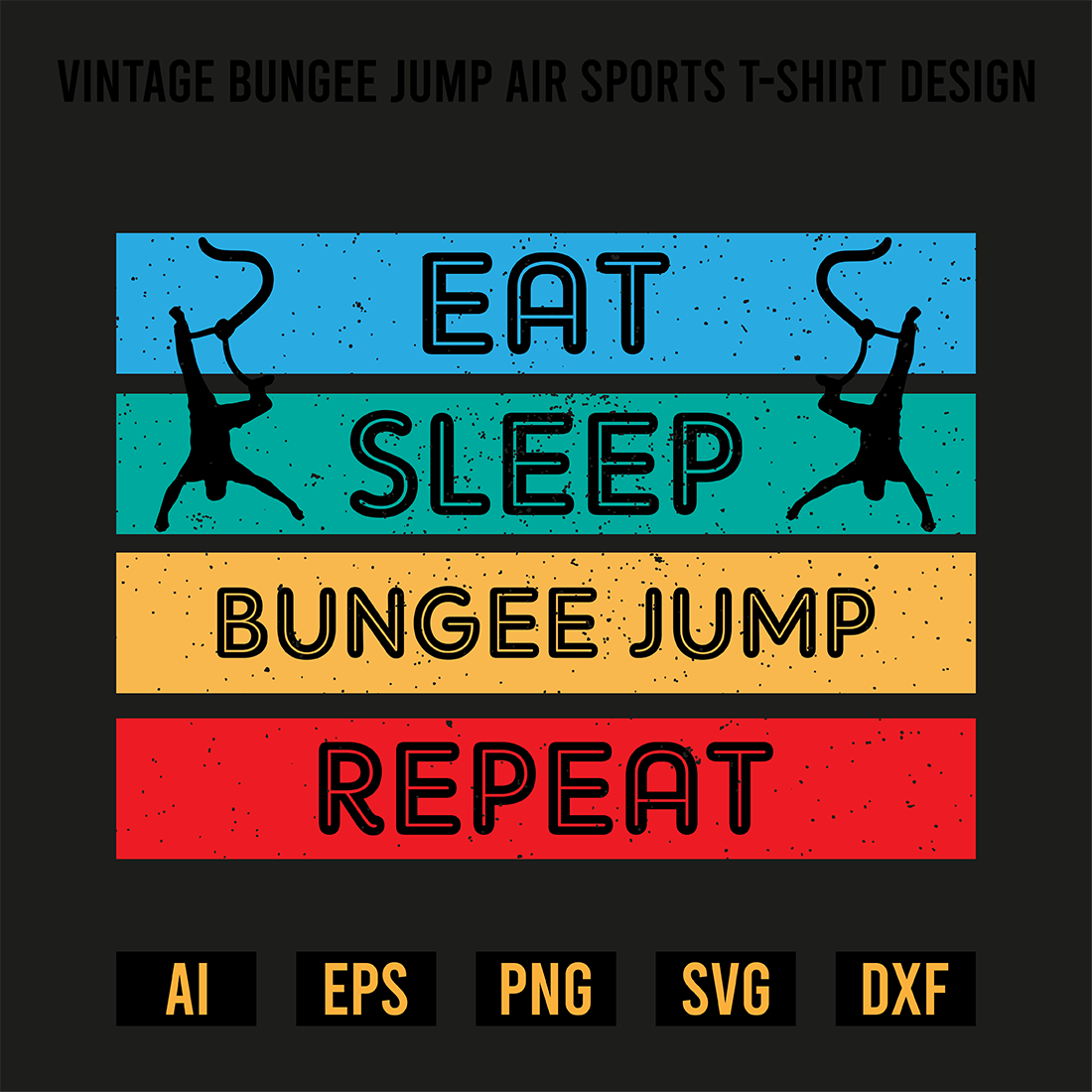 Vintage Bungee Jump Air Sports T-Shirt Design preview image.