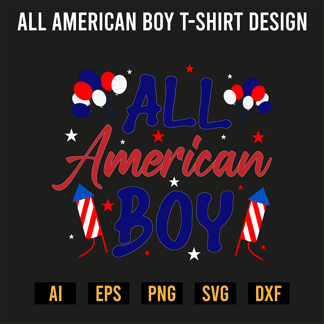 All American boy T-Shirt Design preview image.