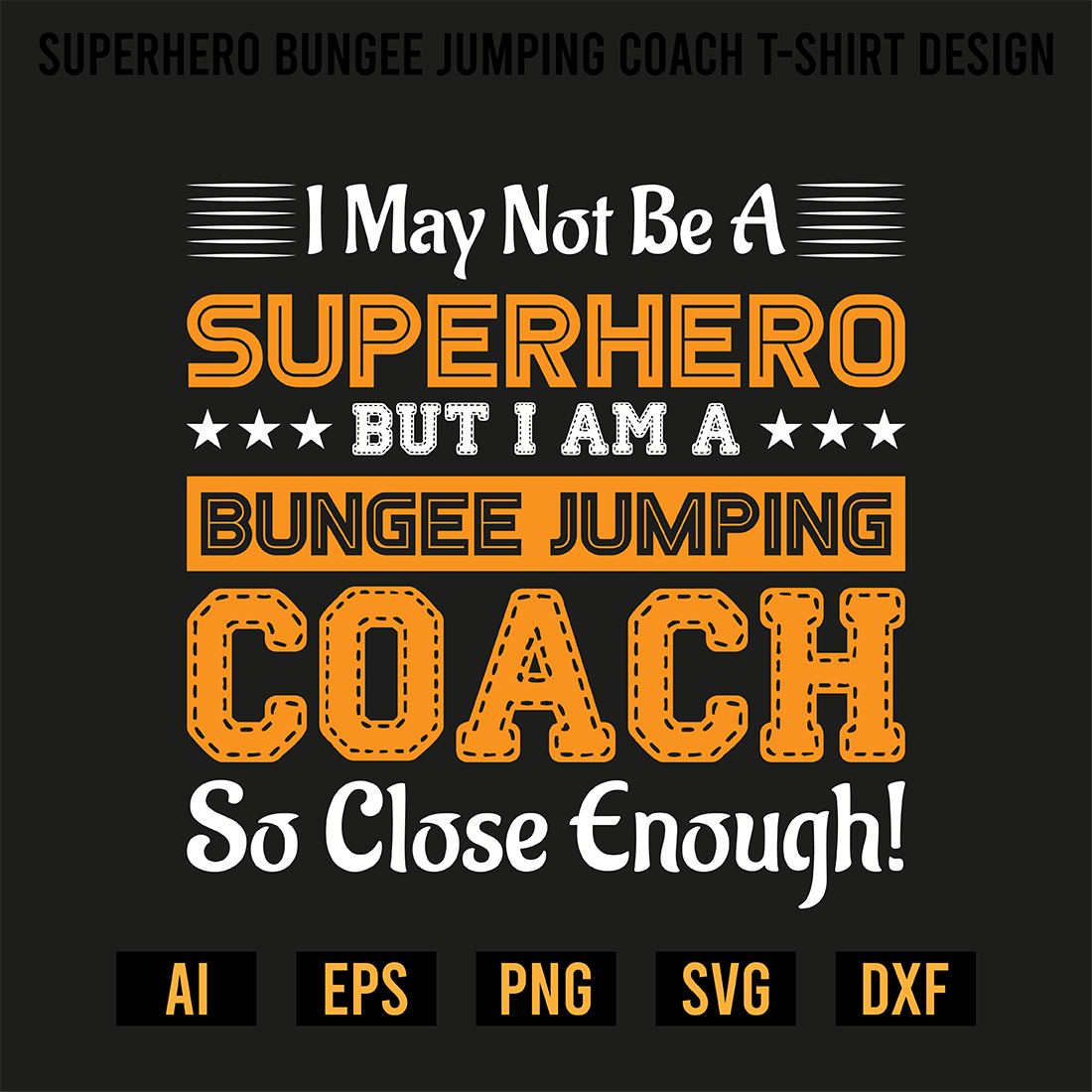Superhero Bungee Jumping Coach T-Shirt Design preview image.
