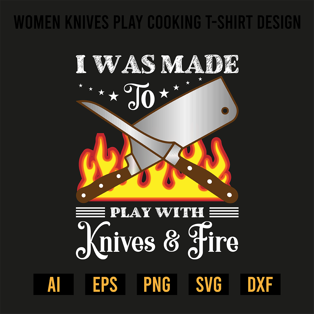 Women Knives Play Cooking T-Shirt Design preview image.