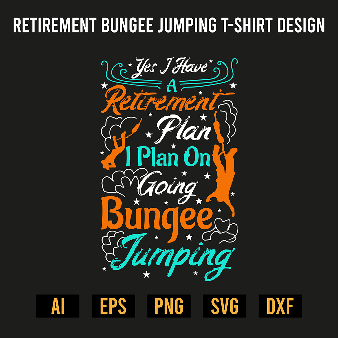 Retirement Bungee Jumping T-Shirt Design preview image.