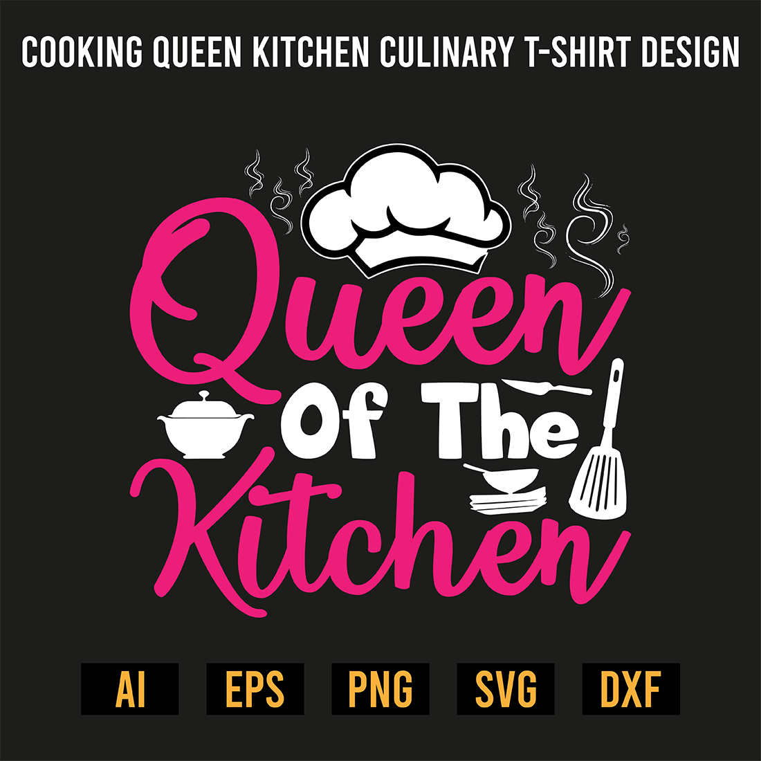 Cooking Queen Kitchen Culinary T-Shirt Design preview image.