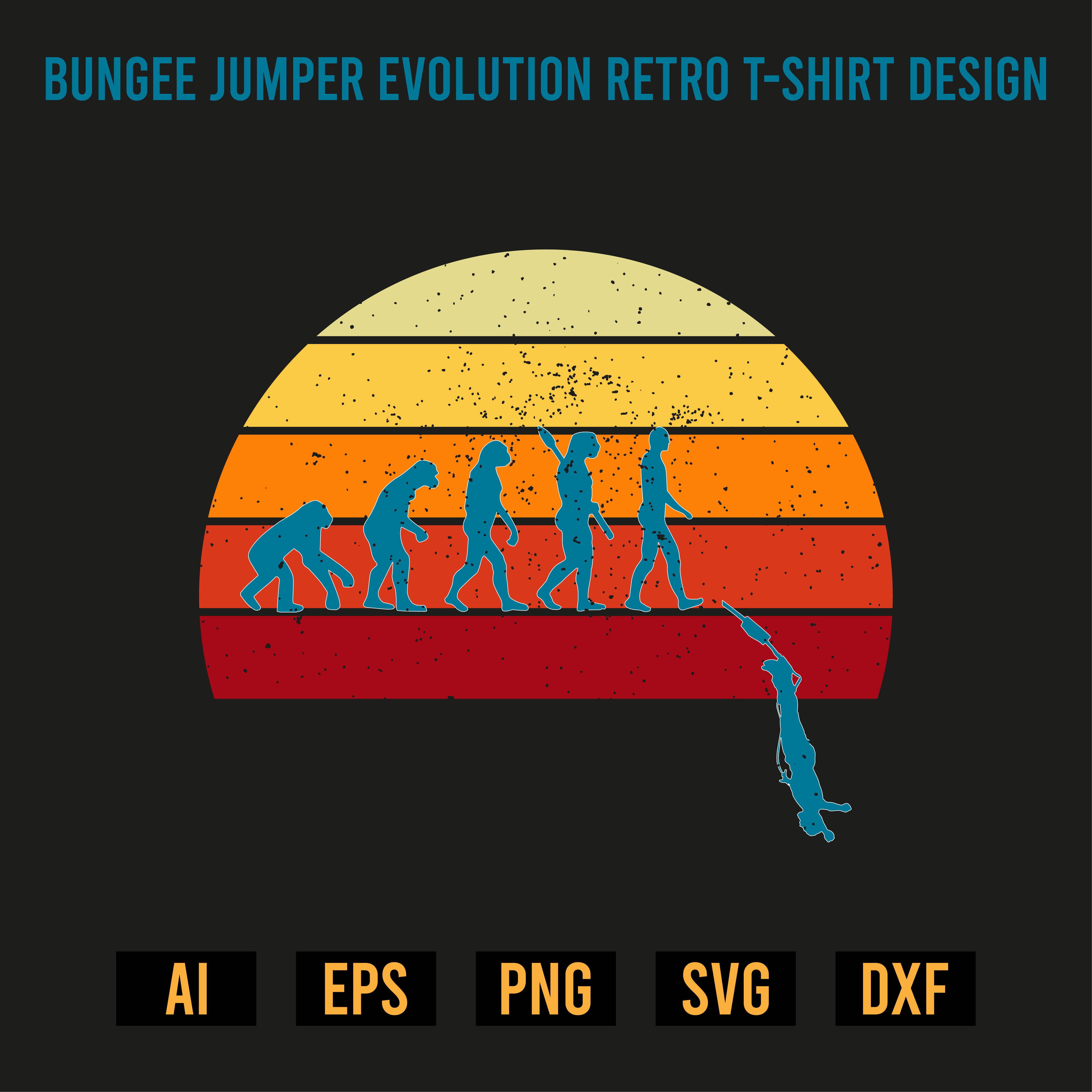 Bungee Jumper Evolution Retro T-Shirt Design preview image.