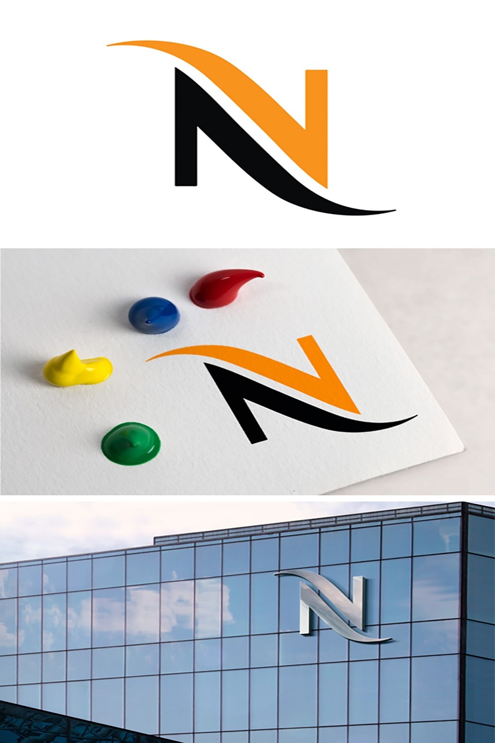 Modern Minimalist Letter N Logo Template pinterest preview image.