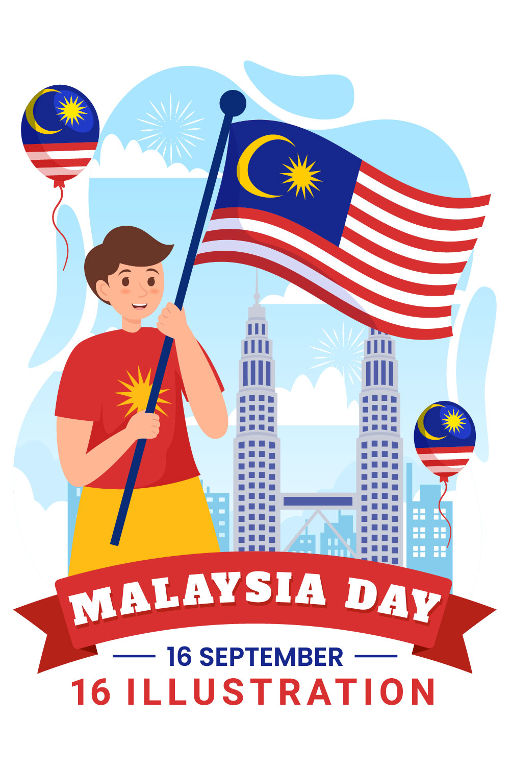 16 Happy Malaysia Day Illustration pinterest preview image.
