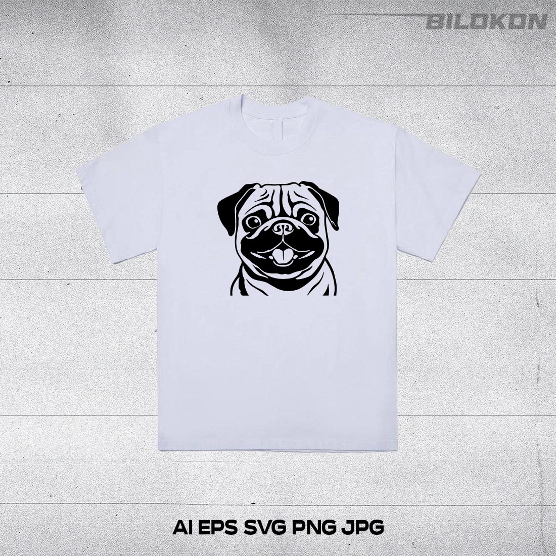 Pug dog head, SVG, Vector, Illustration, SVG Bundle preview image.