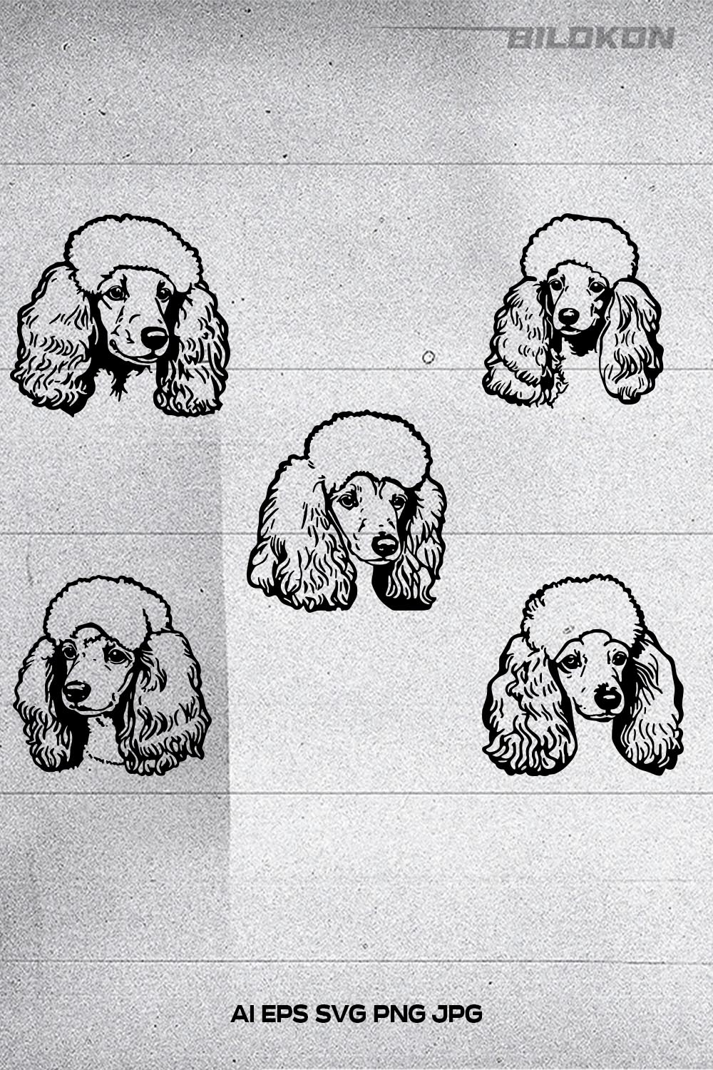Poodle dog head, SVG, Vector, Illustration, SVG Bundle pinterest preview image.