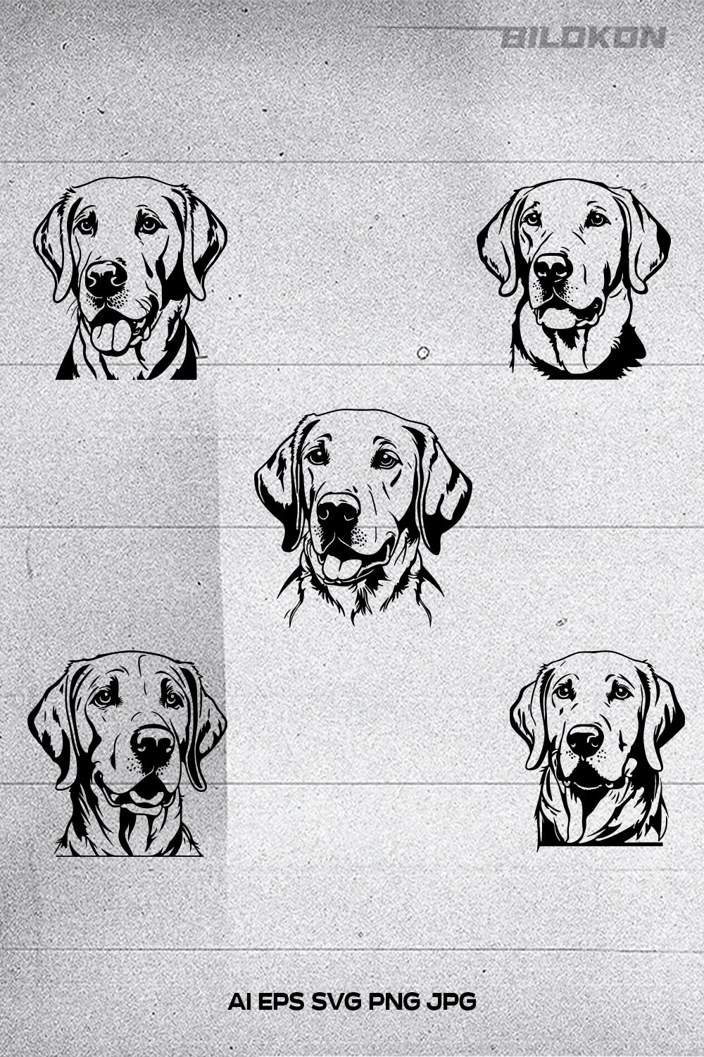 Labrador dog head, SVG, Vector, Illustration, SVG Bundle pinterest preview image.