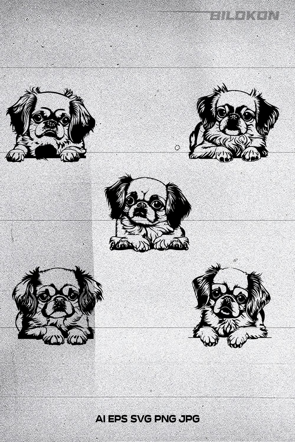 Pekingese dog head, SVG, Vector, Illustration, SVG Bundle pinterest preview image.