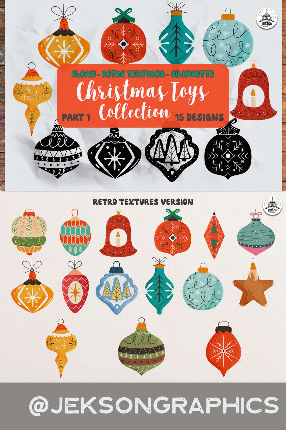 Christmas Toys SVG Bundle, Retro Christmas Decor Clipart pinterest preview image.