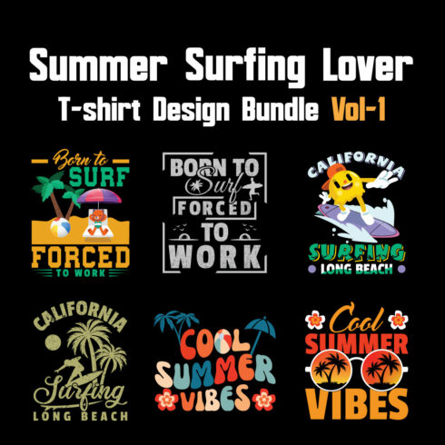 Summer Surfing Lover T-shirt Design Bundle Vol-1 cover image.