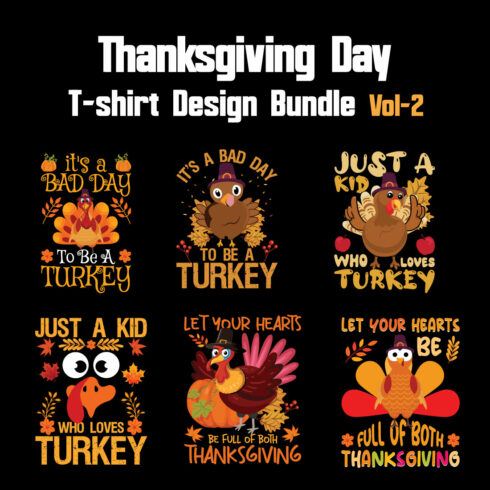 Thanksgiving Day T-shirt Design Bundle Vol-2 cover image.