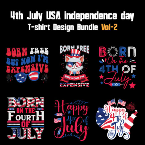 4th July USA independence day T-shirt Design Bundle Vol-2 cover image.