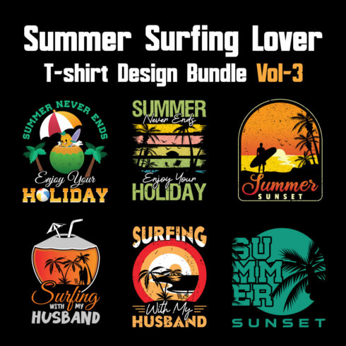Summer Surfing Lover T-shirt Design Bundle Vol-3 cover image.