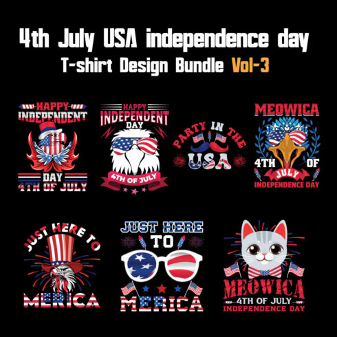 4th July USA independence day T-shirt Design Bundle Vol-3 cover image.