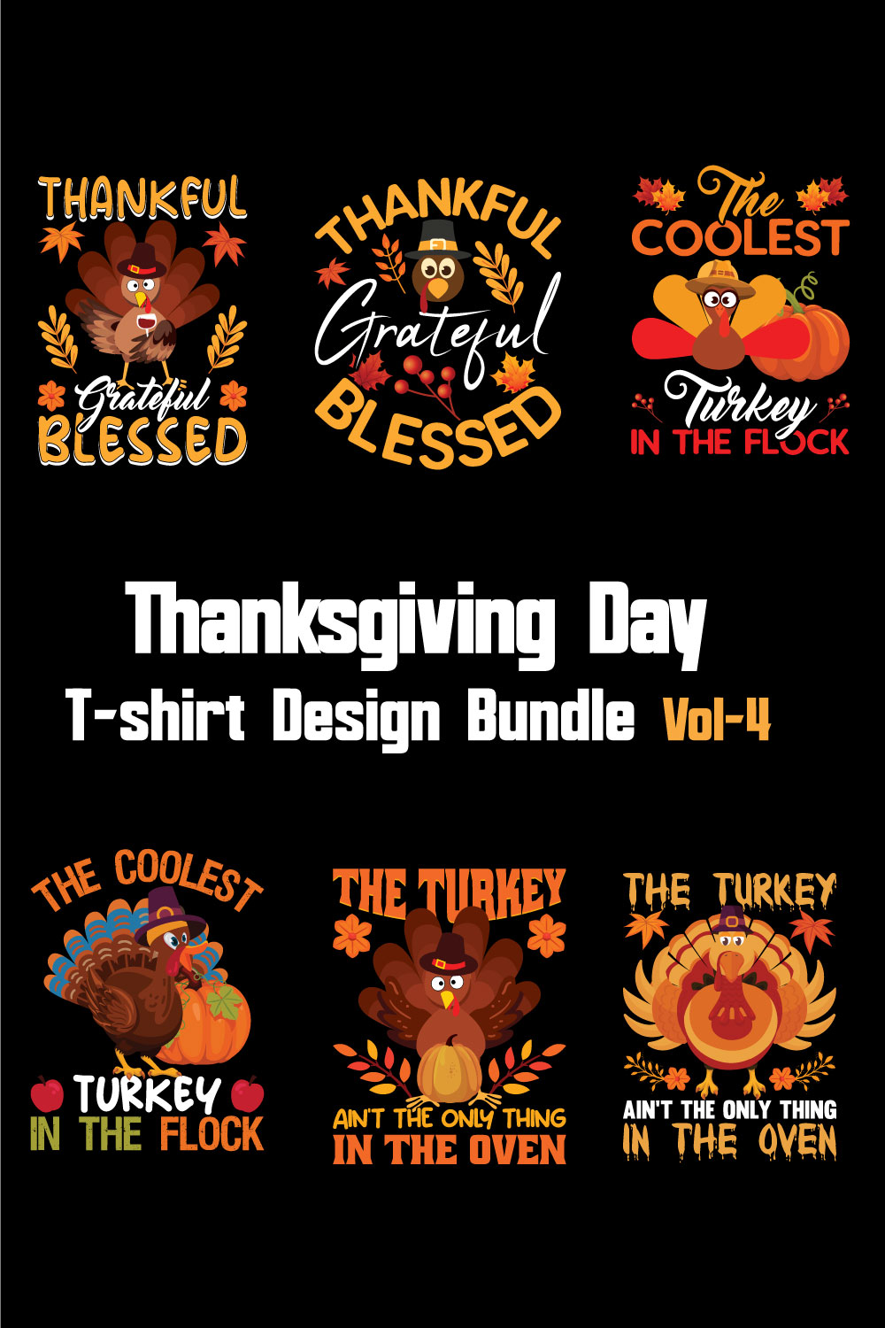 Thanksgiving Day T-shirt Design Bundle Vol-4 pinterest preview image.