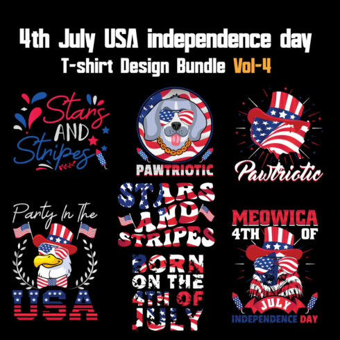 4th July USA independence day T-shirt Design Bundle Vol-4 cover image.