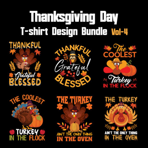 Thanksgiving Day T-shirt Design Bundle Vol-4 cover image.