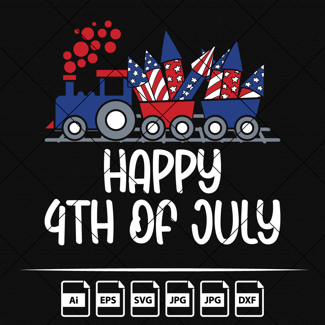 Happy 4th of July American independence day US flag train firecracker US freedom day America Birthday shirt print template cover image.