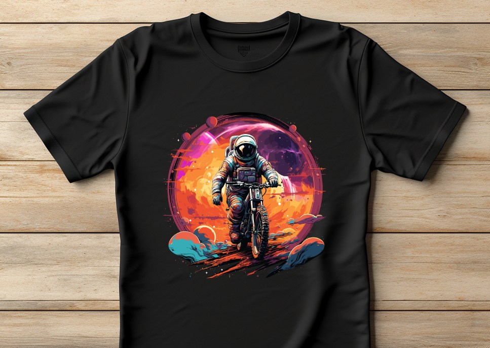 mockup astronaut bike t shirt black 975